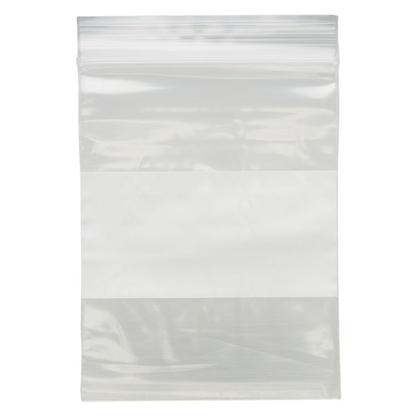 Bag, Tite-Lip™, plastic, clear and white, 3x4-inch top zip with block. Sold per pkg of 100. image number 1