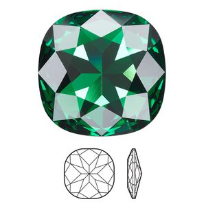 Fancy stone 1pk majestic green foil back, Crystal Passions® 27mm cushion 4487