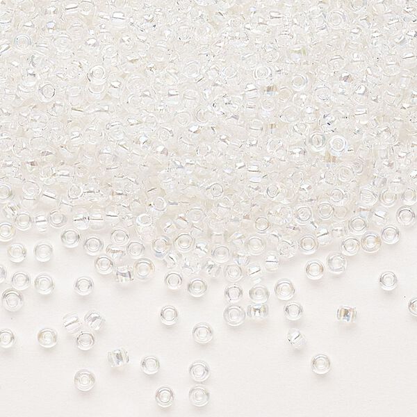 Seed bead, Dyna-Mites™, glass, pkg/1/2kg, #11 round, translucent rainbow clear, (4R 11/0 RR). image number 0
