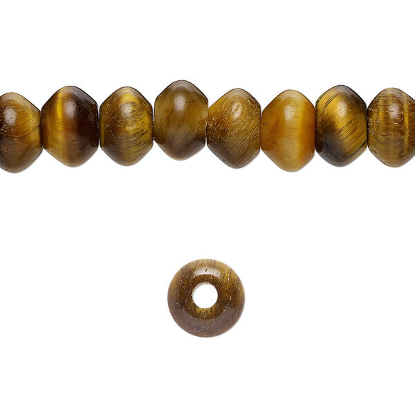 Bead, tigereye (natural), 8x5mm saucer, B grade, Mohs hardness 7. Sold per pkg of 10. image number 0