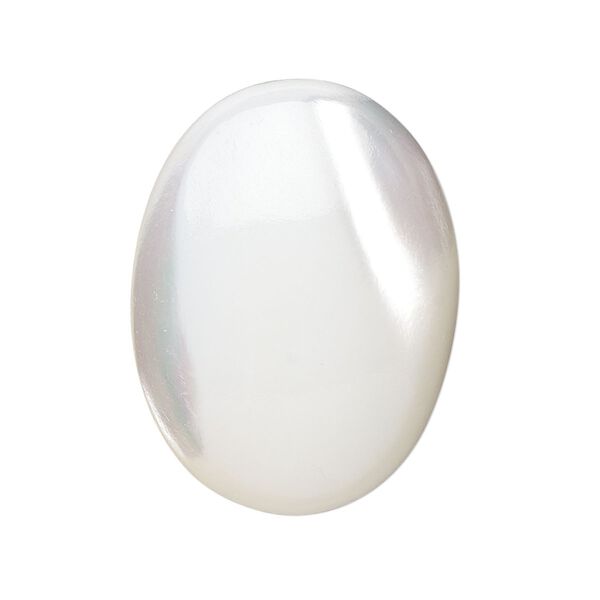 Cabochon, trochus shell (natural), 16x12mm calibrated oval, Mohs hardness 3-1/2. Sold per pkg of 4. image number 0