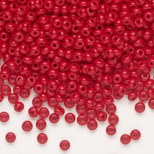 Seed bead, Preciosa Ornela Czech glass, pkg/50g, #8 rocaille, opaque ruby red, (93210).