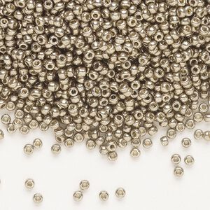 Seed bead, Miyuki, glass, pkg/250g, #11 rocaille, Duracoat® opaque galvanized pewter, (RR-4222).
