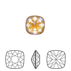 Fancy stone 1pk crystal ochre DeLite, Crystal Passions® 12mm cushion 4470
