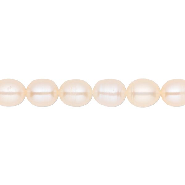 Pearl, White Lotus™, cultured freshwater, peach, 5-7mm rice, C grade, Mohs hardness 2-1/2 to 4. Sold per 16-inch strand. image number 0
