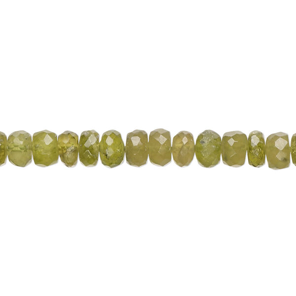 Bead, grossularite garnet (natural), 5x2mm-6x4mm hand-cut faceted rondelle with 0.4-1.4mm hole, C+ grade, Mohs hardness 6-1/2 to 7-1/2. Sold per 12-inch strand, approximately 85 beads. image number 0