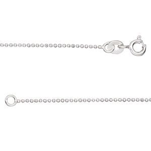 Chain 1pkg1 sterling silver ball, 1mm faceted / springring clasp, Gossamer™ 7 inch