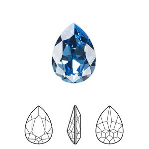 Fancy stone 1pk cool blue foil back, Crystal Passions® Regenerated 18x13mm pear 4320
