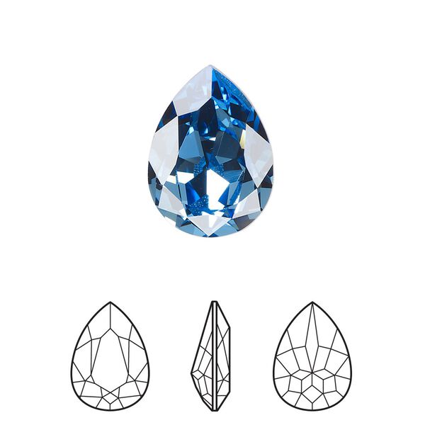 Fancy stone 1pk cool blue foil back, Crystal Passions® Regenerated 18x13mm pear 4320 image number 0