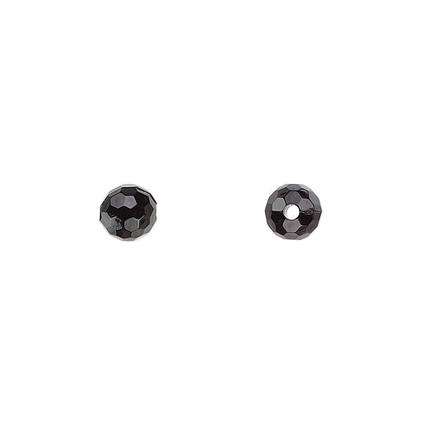 Bead, acrylic, opaque black, 6mm faceted round. Sold per 100-gram pkg, approximately 750 beads. image number 0