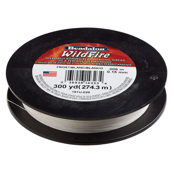Thread, Beadalon® WildFire™, polyester and plastic, frost, 0.15mm with bonded coating, 10-pound test. Sold per 300-yard spool. image number 0