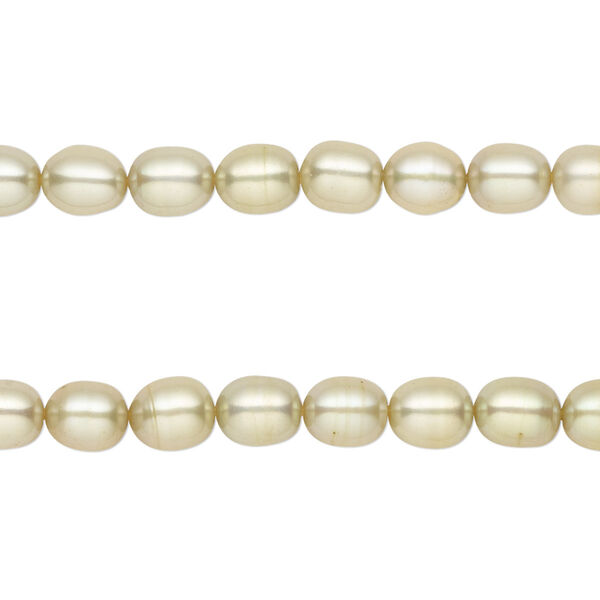Pearl, cultured freshwater (dyed), khaki, 5-6mm rice, C grade, Mohs hardness 2-1/2 to 4. Sold per pkg of (2) 15" to 16" strands. image number 0