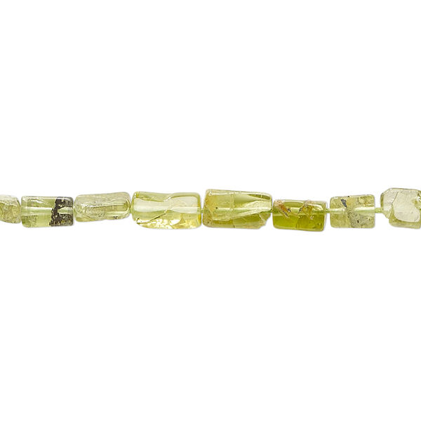Peridot 1pkg1, hand-cut flat rectangle bead natural D- grade, 13 inch 4x3mm-7x4mm image number 0