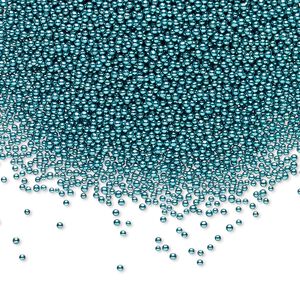 Bead, coated glass, opaque turquoise blue, 1mm undrilled micro round. Sold per 15-gram vial.