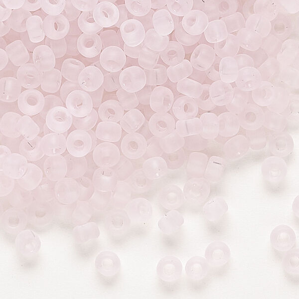 Seed bead, Dyna-Mites™, glass, transparent matte light pink, #6 round. Sold per 1/2 kilogram pkg. image number 0