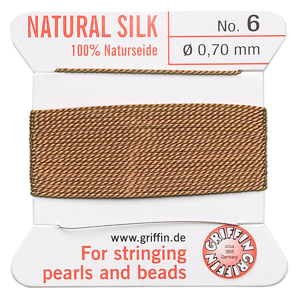 Thread, Griffin, silk, cornelian, size #6. Sold per 2-meter card (approximately 78 inches). image number 0