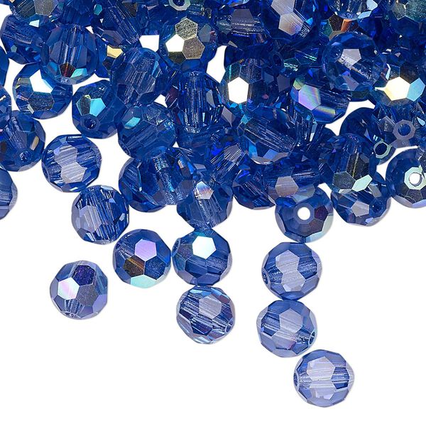 Bead 144pk tanzanite AB, Preciosa Czech crystal 6mm round image number 0