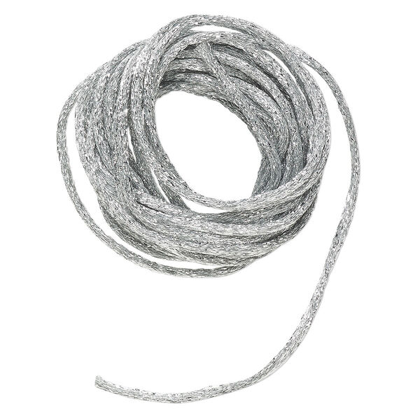 Cord, Satinique™, satin, metallic silver, 2mm. Sold per pkg of 9-1/2 feet. image number 0