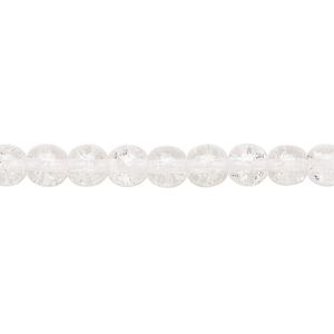 Bead, Czech crackle glass druk, clear, 6mm round. Sold per 15-1/2" to 16" strand, approximately 65 beads.