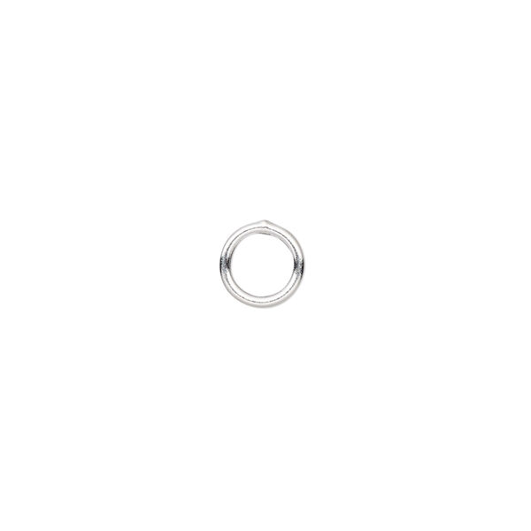 Jump ring, sterling silver, 7mm soldered round, 5mm inside diameter, 18 gauge. Sold per pkg of 8. image number 0