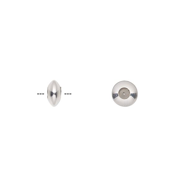 Bead keeper, sterling silver and silicone, 6x3mm rondelle. Sold per pkg of 2. image number 0