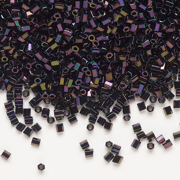 Seed bead, Miyuki, glass, pkg/250g, #11 2-cut hex, opaque gunmetal purple, (HEX-616). image number 0