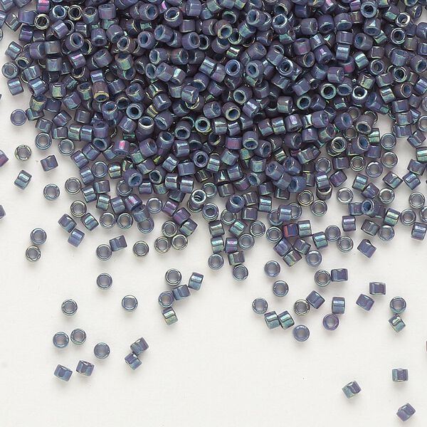 Seed bead, Delica®, glass, pkg/7.5g, #11 round, opaque gold luster blue-grey (DB-0132). image number 0
