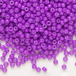 Seed bead, Miyuki, glass, pkg/50g, #8 rocaille, opaque outside dyed red violet, (RR-1378).