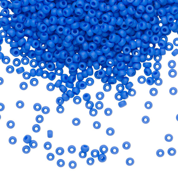 Seed bead, Miyuki, glass, pkg/25g, #11 rocaille, opaque matte cyan blue, (RR-417F). image number 0