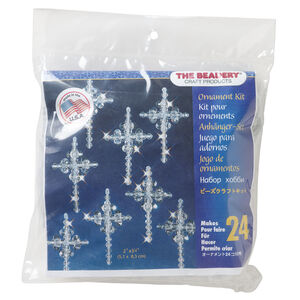 Ornament kit 1pkg1 The Beadery&reg; polystyrene, crystal crosses, mixed colors, ornament (5536)