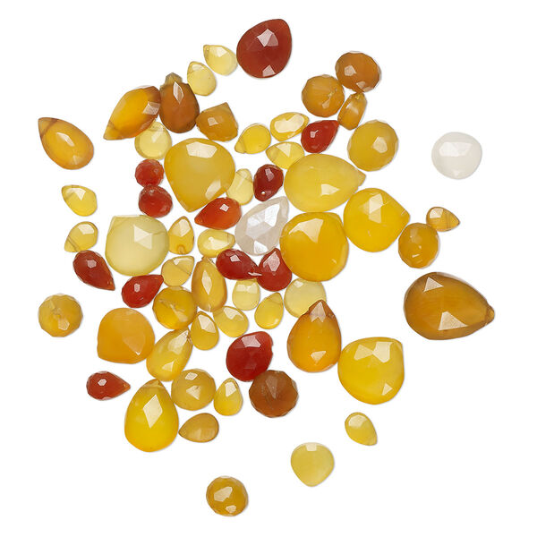 Chalcedony 1pkg1, hand-cut top-drilled faceted teardrop bead 1 oz mix 6x4mm-25x18mm image number 0