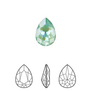 Fancy stone 12pk crystal silky sage DeLite, Crystal Passions® 14x10mm pear 4320