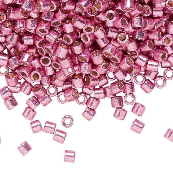 Seed bead, Delica®, glass, pkg/7.5g, #8 round, Duracoat® opaque galvanized hot pink (DBL-1840). image number 0