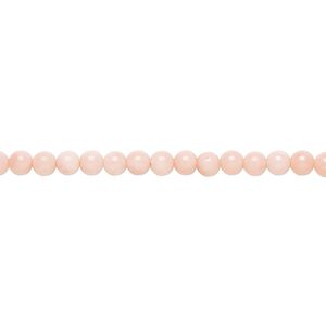 Bead, bamboo coral (dyed), pink, 3.5-4mm hand-cut round, B- grade, Mohs hardness 3-1/2 to 4. Sold per 15-1/2" to 16" strand.