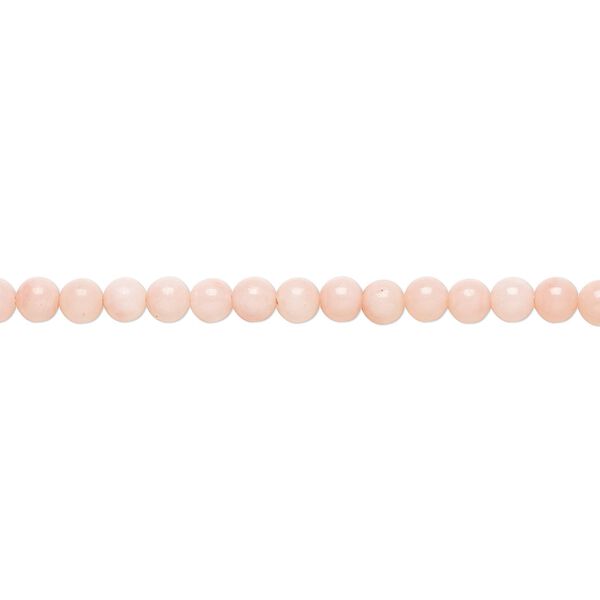 Bead, bamboo coral (dyed), pink, 3.5-4mm hand-cut round, B- grade, Mohs hardness 3-1/2 to 4. Sold per 15-1/2" to 16" strand. image number 0