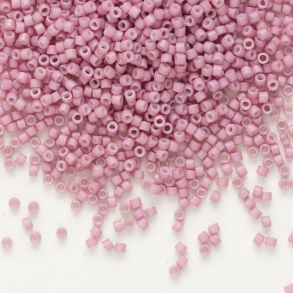 Seed bead, Delica®, glass, pkg/250g, #11 round, opaque matte antique rose white (DB-0800). image number 0