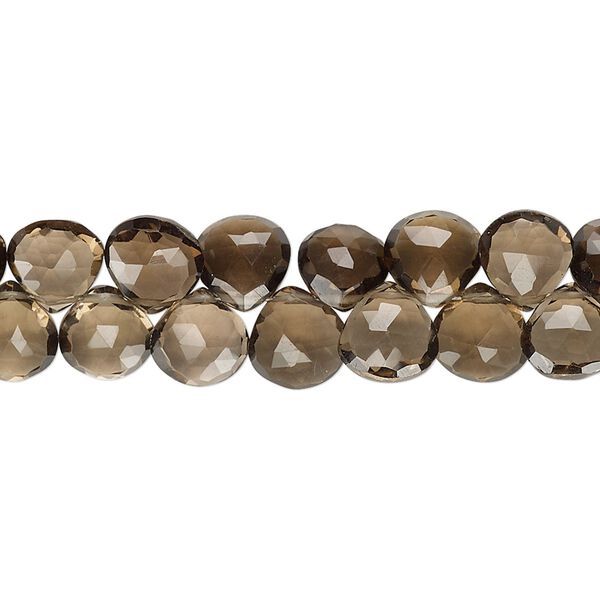 Smoky quartz 1pkg1, hand-cut top-drilled faceted teardrop bead 8 inch 6-8mm image number 0