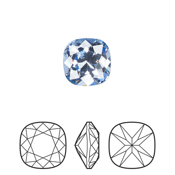 Fancy stone 1pk light sapphire foil back, Preciosa MAXIMA Czech crystal rhinestone 12mm cushion square image number 0