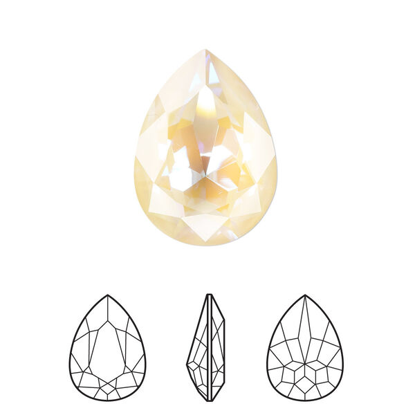 Fancy stone 6pk crystal ivory cream DeLite, Crystal Passions® 18mm pear 4320 image number 0