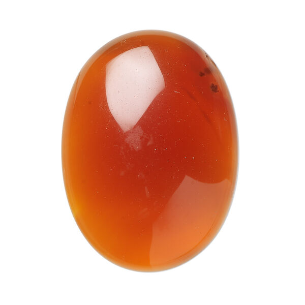 Cabochon, red agate (dyed / heated), 30x22mm calibrated oval, B grade, Mohs hardness 7. Sold individually. image number 0