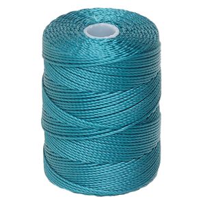 Thread, C-Lon®, nylon, teal, 0.5mm diameter. Sold per 92-yard spool.