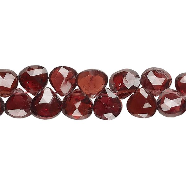 Garnet 1pkg1, hand-cut top-drilled faceted puffed teardrop bead natural 8 inch 7-8mm image number 0
