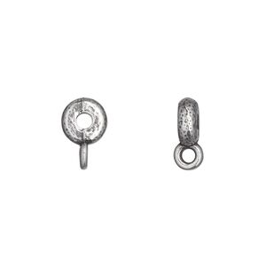 Bead, TierraCast®, pewter (tin-based alloy), 8x3mm hammered rondelle, with closed loop. Sold per pkg of 4.