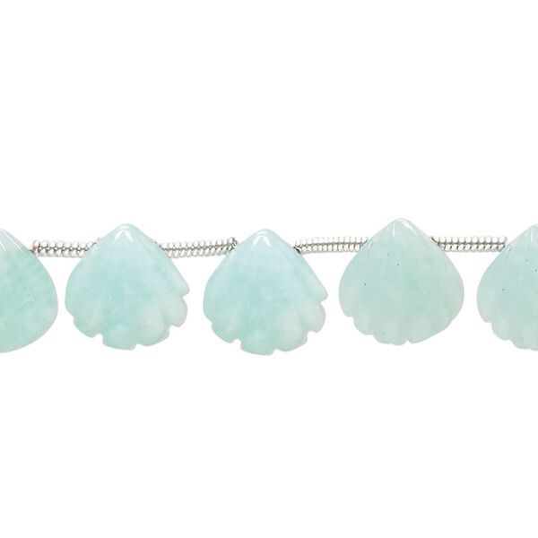 Amazonite 1pkg10, hand-cut top-drilled carved puffed shell bead natural 9x9mm image number 0