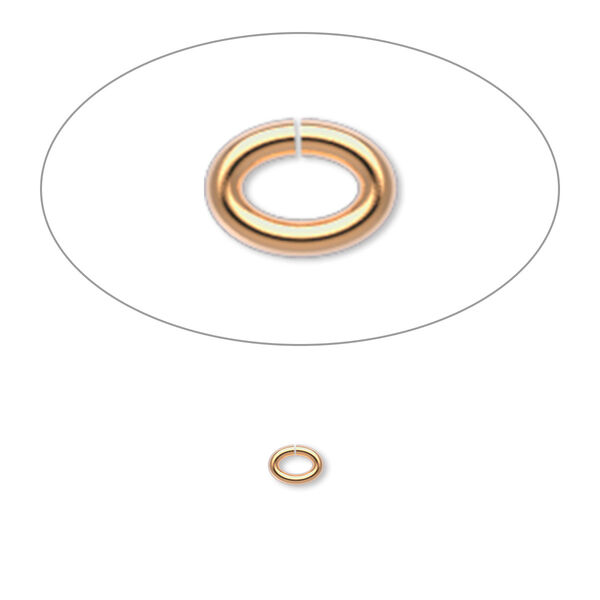 Jump ring, gold-plated brass, 4x3mm oval, 2.5x1.5mm inside diameter, 20 gauge. Sold per pkg of 500. image number 0