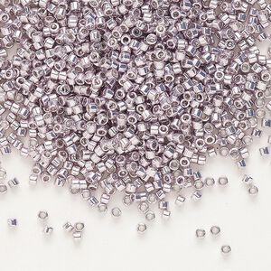 Seed bead, Delica®, glass, pkg/250g, #11 round, opaque galvanized light smoky amethyst (DB-0429).