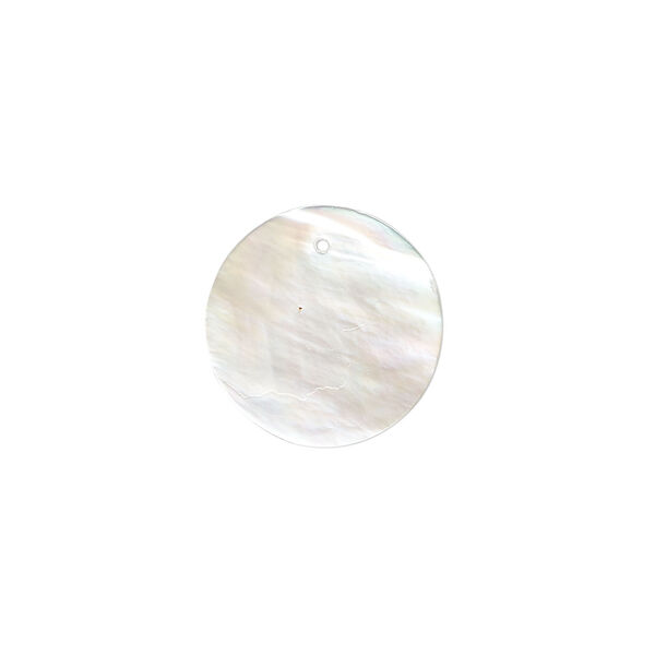 Focal, mother-of-pearl shell (natural), 2-tone, white / brown, 15mm round, Mohs hardness 3-1/2. Sold per pkg of 2. image number 1