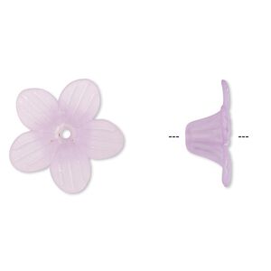 Component, acrylic, frosted light purple, 24x10mm flower. Sold per pkg of 50.