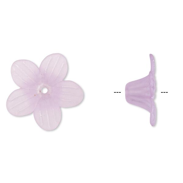 Component, acrylic, frosted light purple, 24x10mm flower. Sold per pkg of 50. image number 0