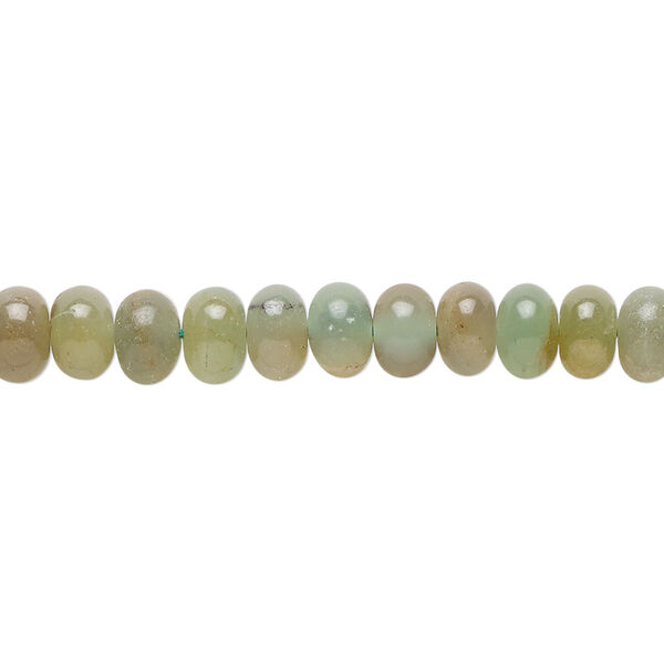 Bead, olive green chalcedony (dyed), 6x4mm-7x5mm hand-cut rondelle, C grade, Mohs hardness 6-1/2 to 7. Sold per 14-inch strand, approximately 80 beads. image number 0